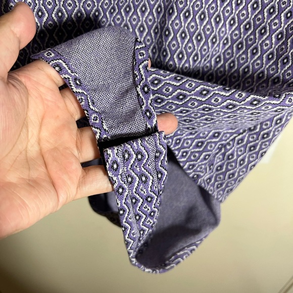 Women’s Zara Bodysuit Large Lavender Printed Collared Short Sleeve Back Cutout - Picture 12 of 12